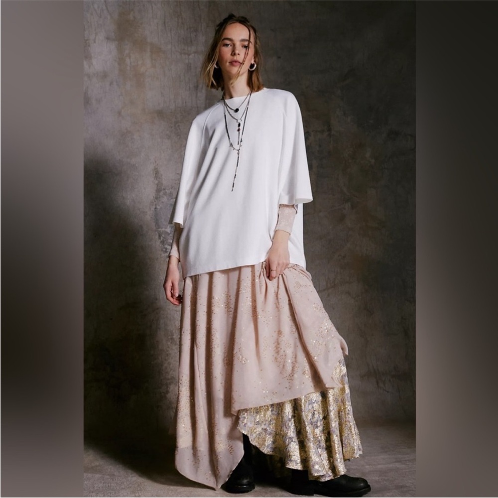 Free People Devon Tee Oversized In Ivory (White) Short Sleeve Size XL - Picture 2 of 6